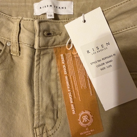 Risen Women's Beige Distressed Straight Leg Jeans - Picture 3 of 4